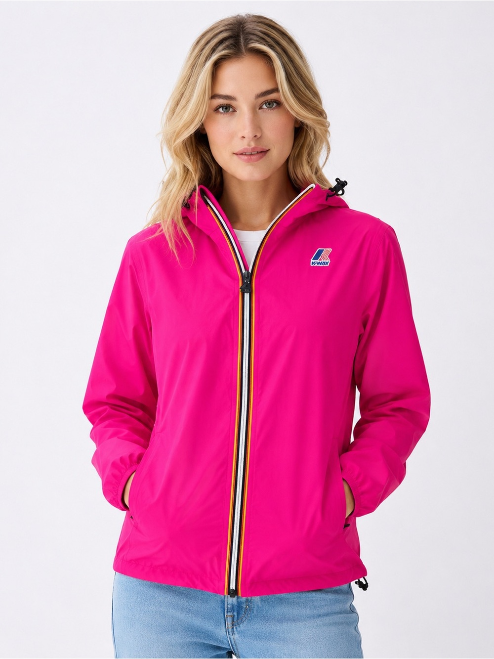 K-Way Le Vrai 3.0 Women’s Fuchsia Packable Waterproof Rain Jacket Size Large
